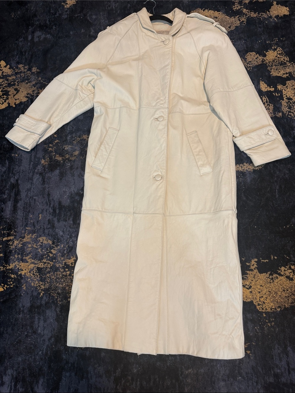 Women's Cream Long Trench Coat - Minimal Leather Outerwear